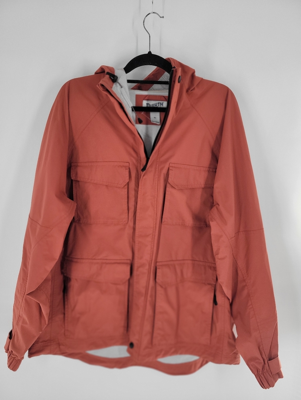 Duluth Trading Co Mens  Rust-Orange Hooded Utility Jacket Size XL